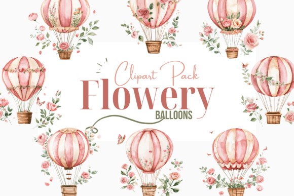 Download Chic Flowery Balloons Clipart Pack - Balloons Collection