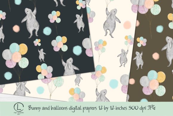 Download Bunny and Balloons Seamless Paper Pack - Balloons Collection