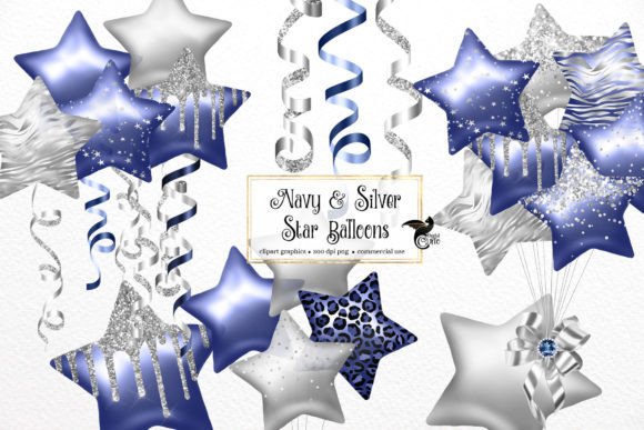 Download Navy and Silver Star Balloons Clipart - Premium Resources