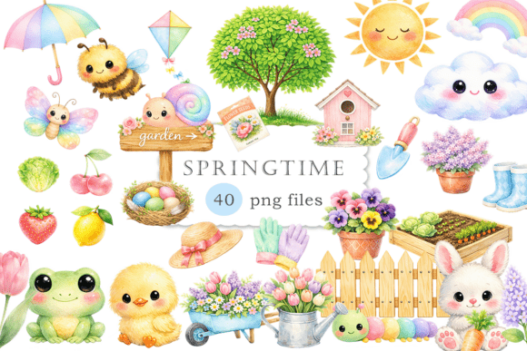 Download Springtime Cute Clipart Watercolor PNG - Springtime Collection