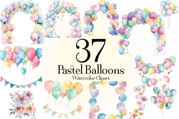 Download Watercolor Pastel Balloons Clipart - Balloons Collection