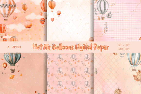 Download Hot Air Balloons Digital Paper Pack - Balloons Collection
